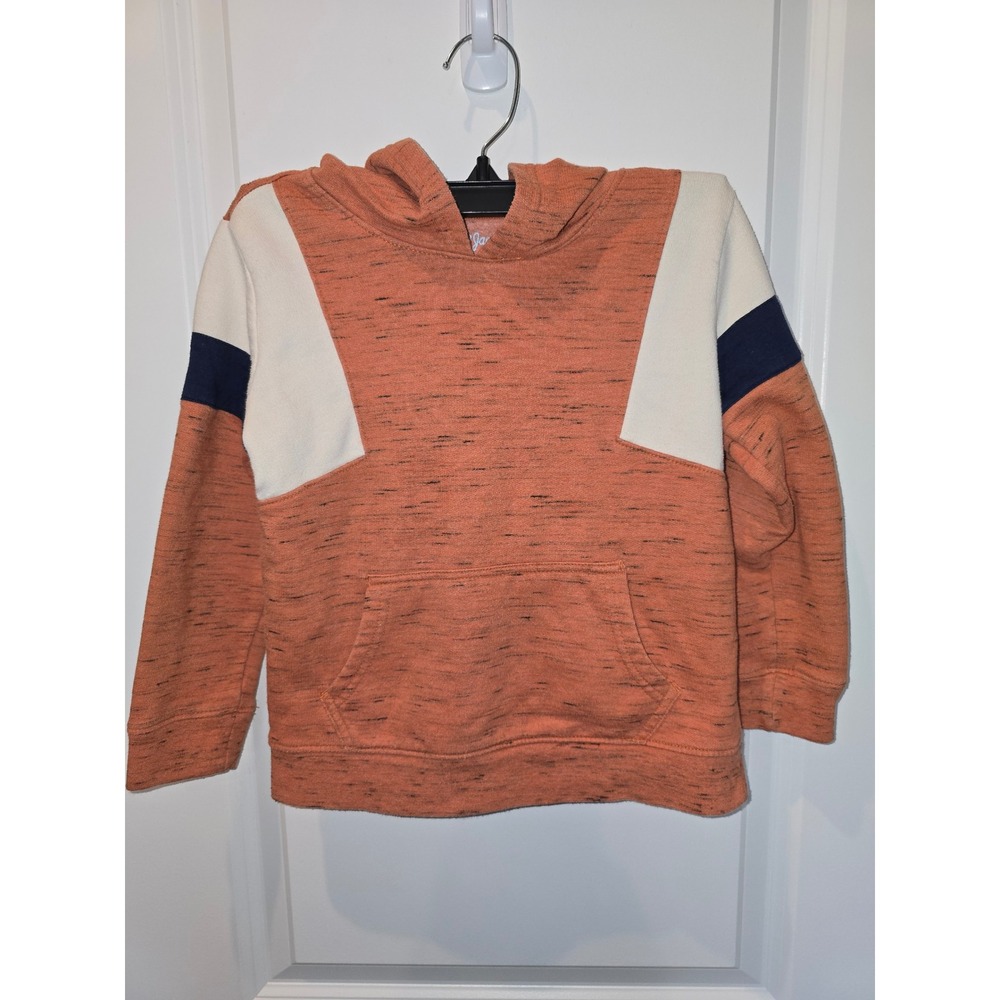 Cat & Jack Boys Orange Colorblock Space Dye Fleece Hoodie Sweatshirt 5T